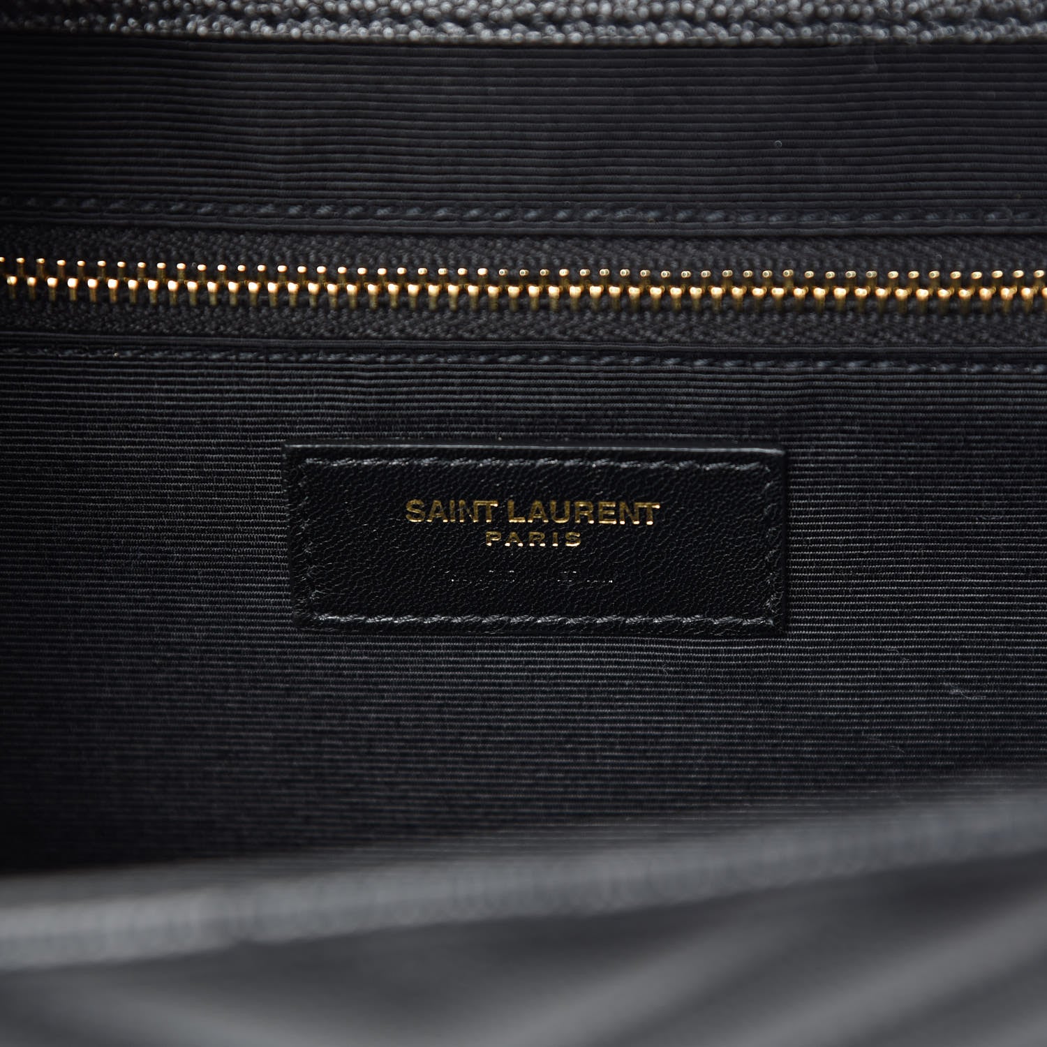Saint Laurent Grain De Poudre Matelasse Chevron Large Monogram Satchel Black 7 of 15