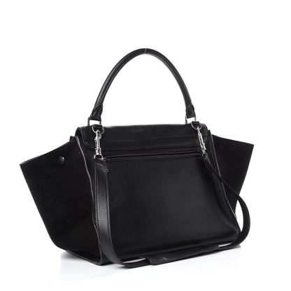 Celine Drummed Calfskin Suede Small Trapeze Black 3 of 14