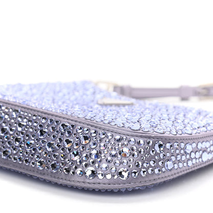 Prada Satin Crystal Cleo Adjustable Strap Shoulder Bag Glicine 9 of 9