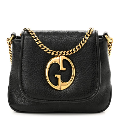Gucci Pebbled Calfskin Small 1973 Chain Shoulder Bag Black 1 of 13