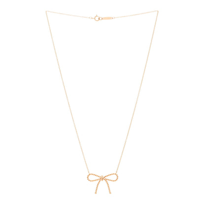 Tiffany 18K Rose Gold Twist Bow Pendant Necklace 2 of 3