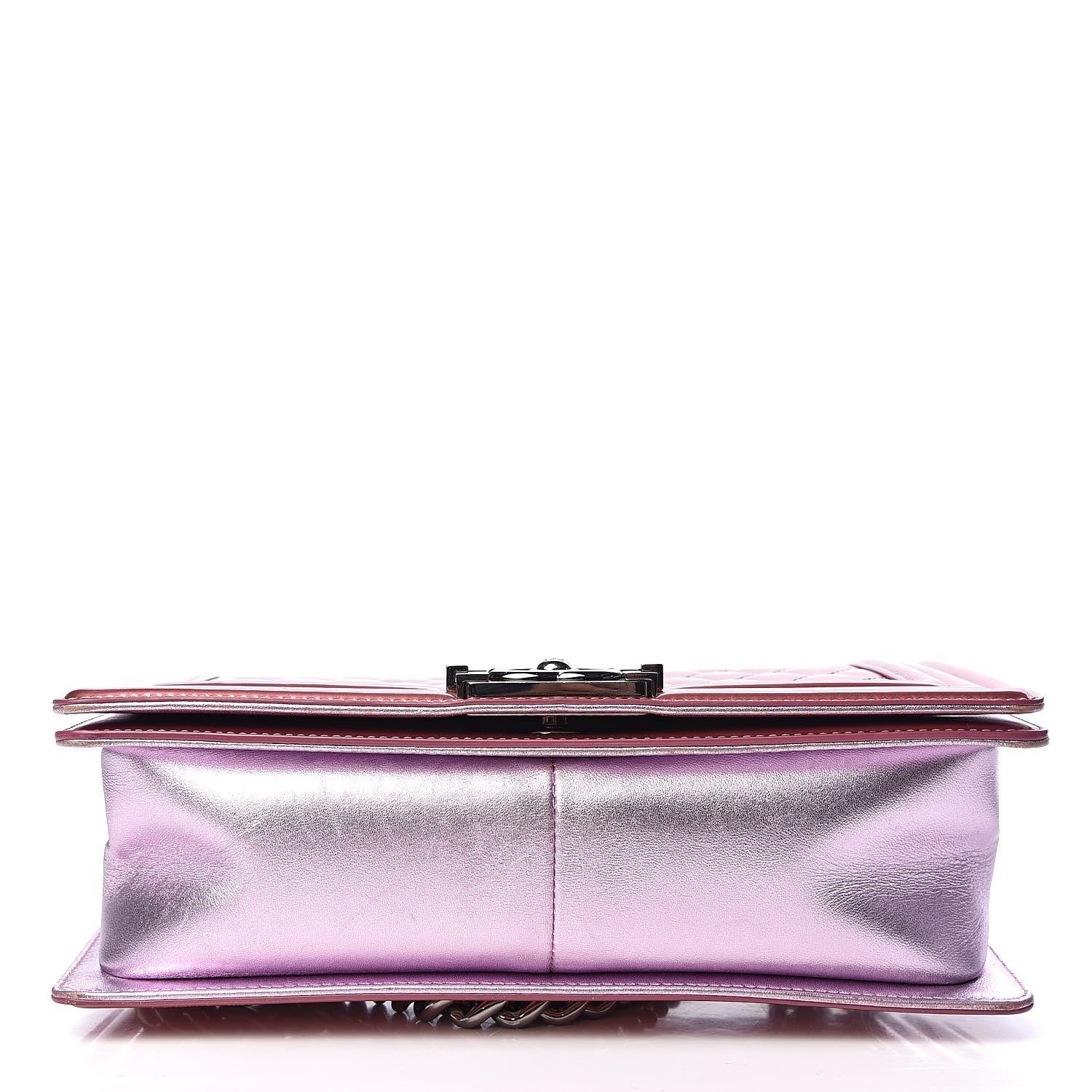 Chanel Metallic Patent Calfskin Quilted Medium Boy Flap Light Pink 12 of 17