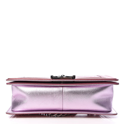 Chanel Metallic Patent Calfskin Quilted Medium Boy Flap Light Pink 12 of 17
