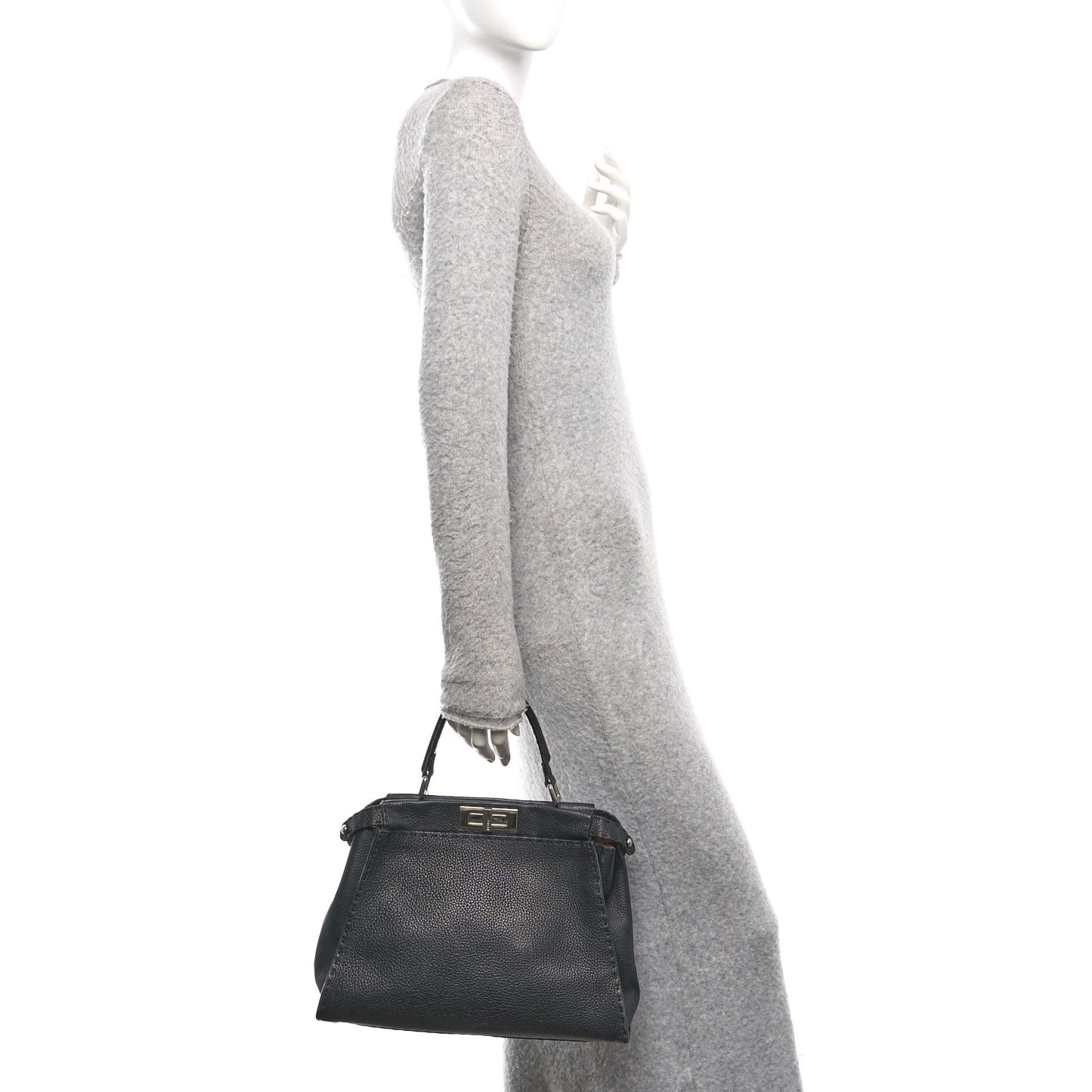 Cuoio Romano Selleria Bi-Color Medium Peekaboo Iconic Satchel Black Mou