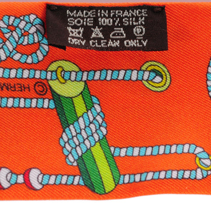 Hermes Silk Cordages Twilly Scarf Orange 3 of 6