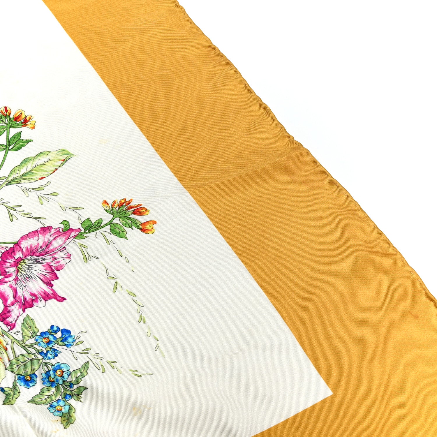 Gucci Silk Floral Print Square Scarf Yellow Multicolor 7 of 7