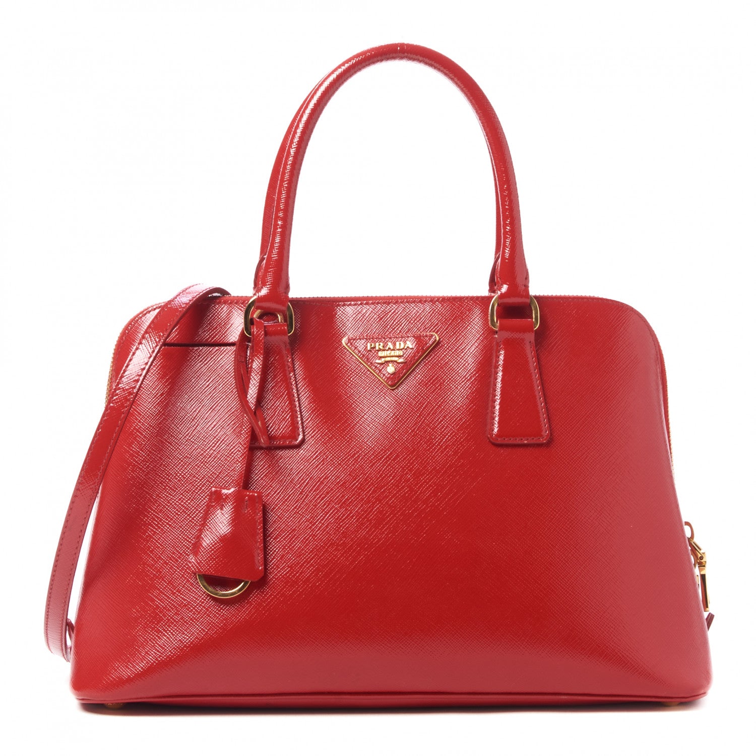Prada Saffiano Vernice Medium Promenade Tote Rosso 1 of 7