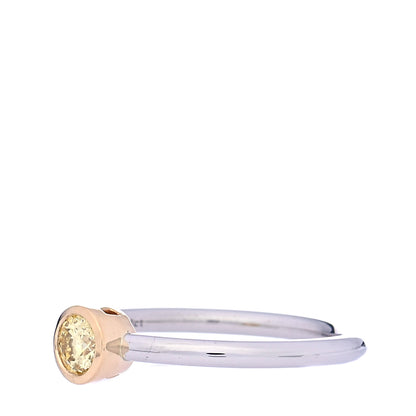 Tiffany Platinum 18K Yellow Gold Fancy Yellow Diamond .31ct Bezet Ring 50 5.5 4 of 7