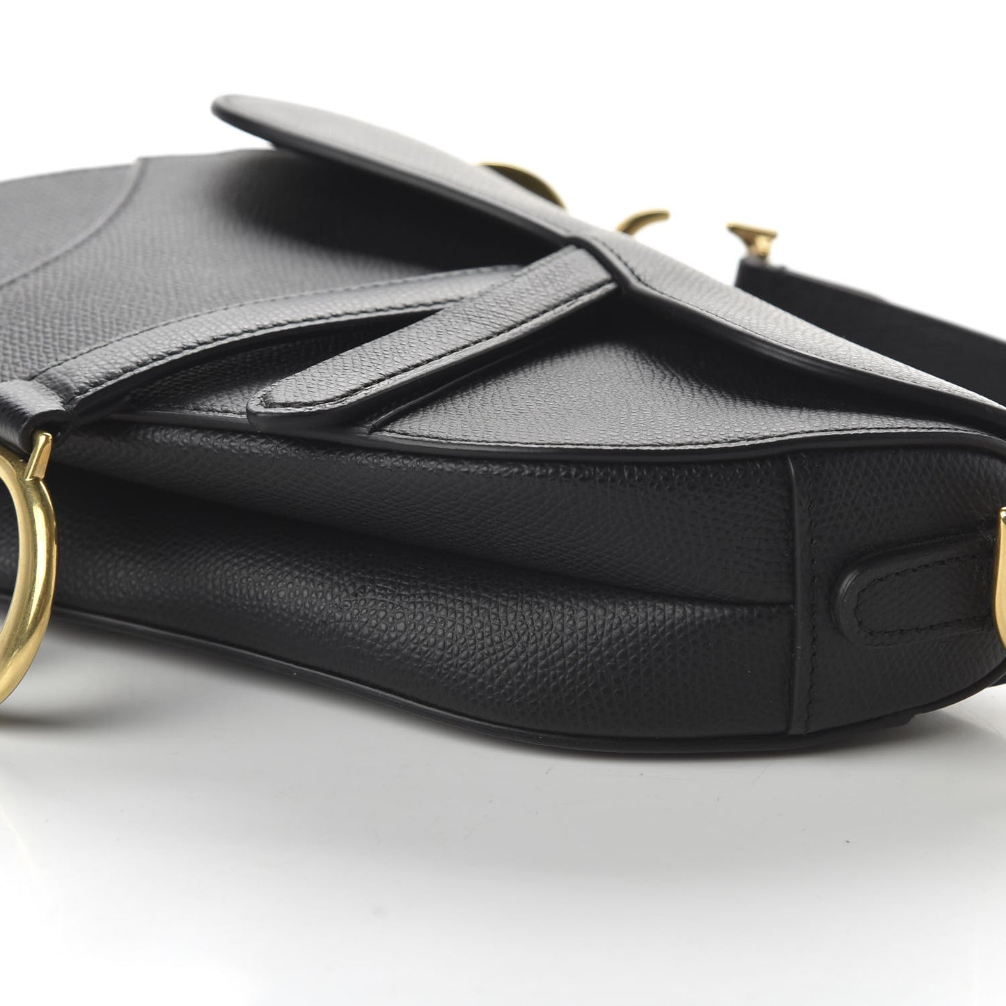 Grained Calfskin Mini Saddle Bag Black