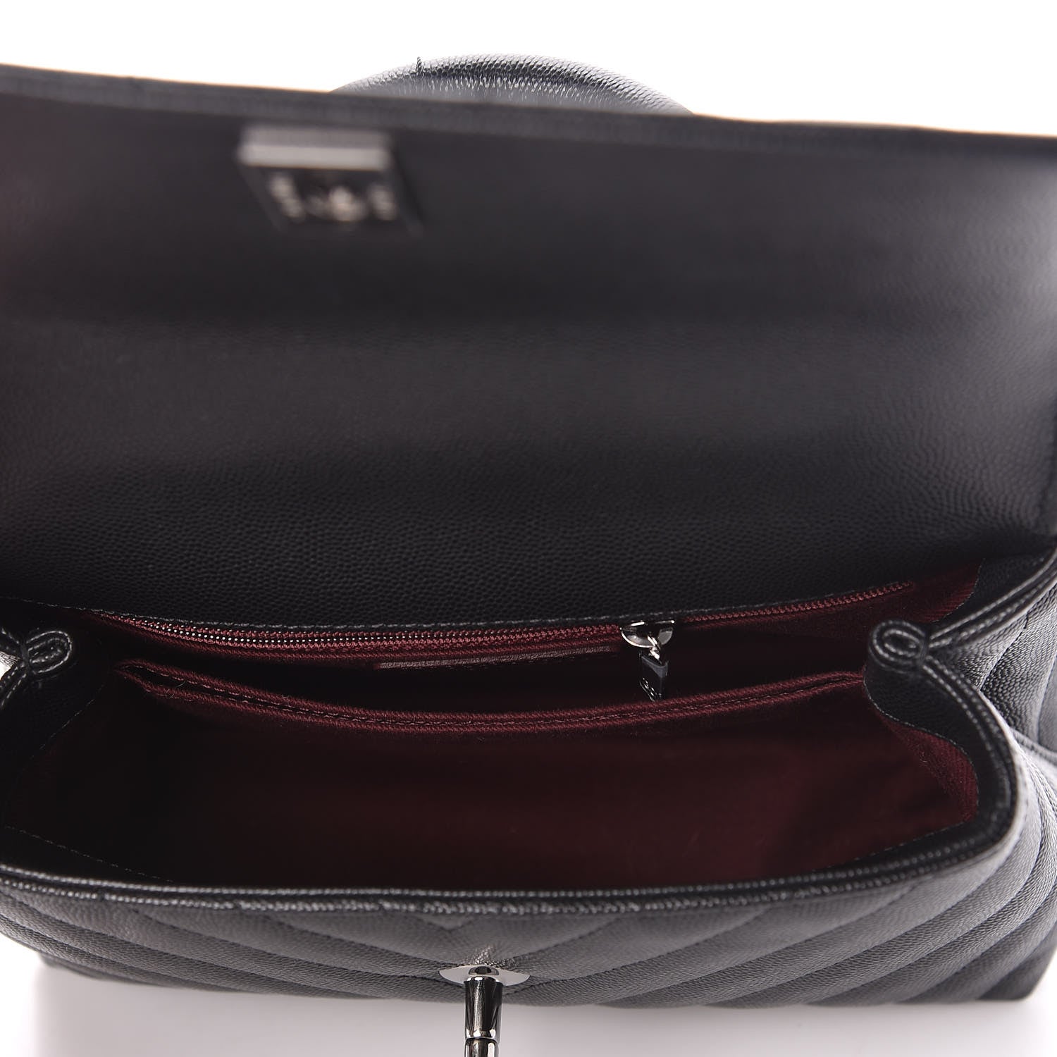 Chanel Caviar Chevron Quilted Mini Coco Handle Flap Black 5 of 10
