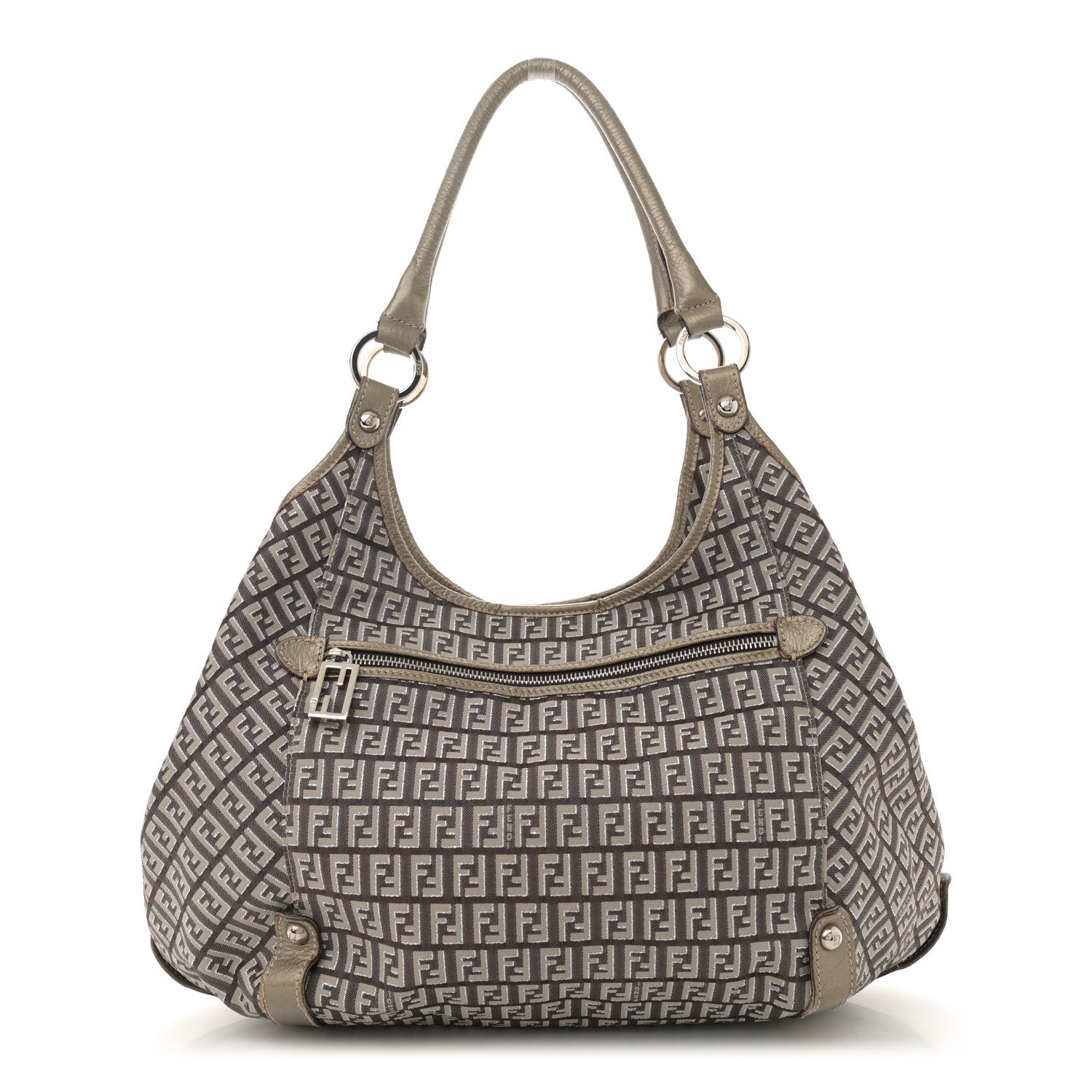 Fendi Zucchino Vachetta Shoulder Bag Caffe Argilla Canna di Fucile 1 of 12