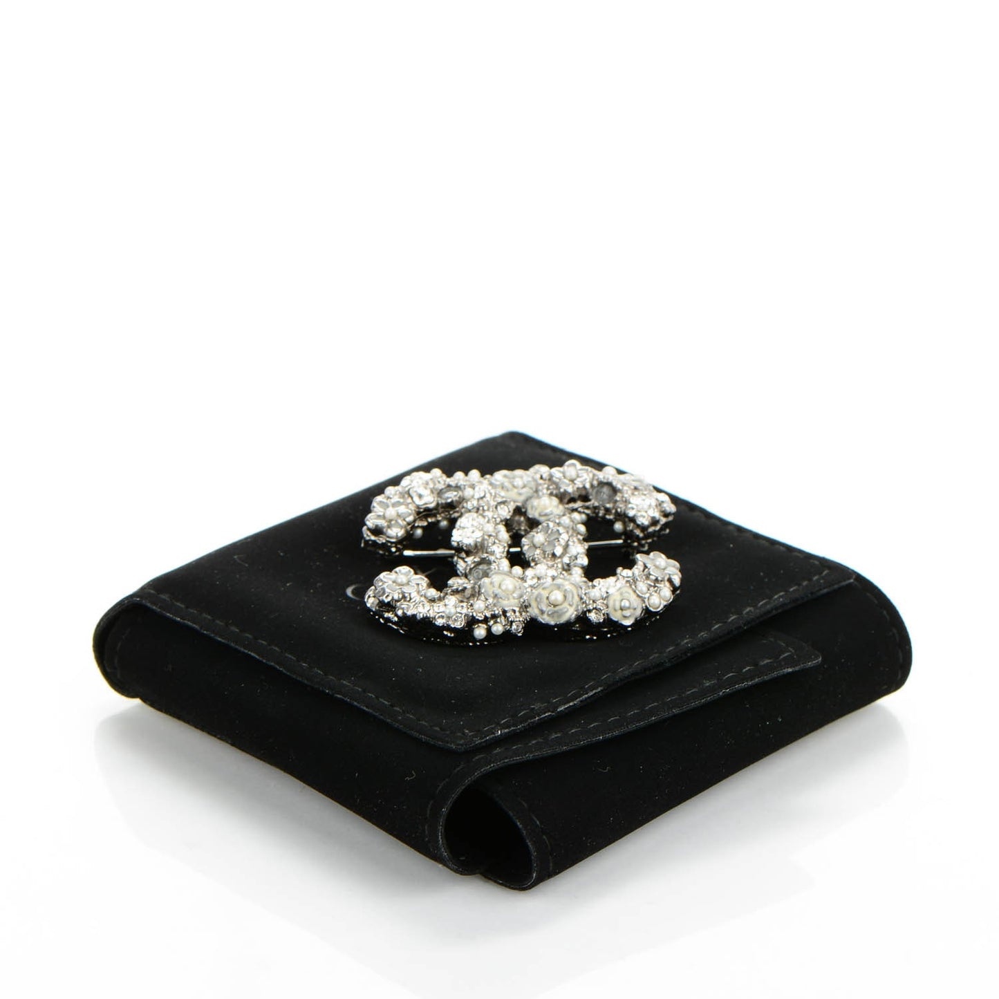 Enamel Crystal CC Camellia Flower Brooch