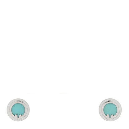 Tiffany 18K White Gold Turquoise T Circle Earrings 1 of 4