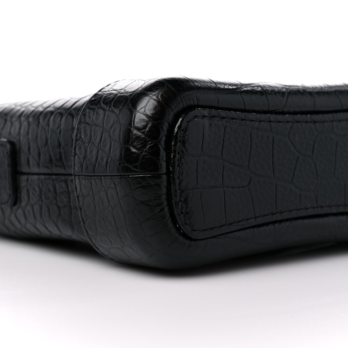 Calfskin Crocodile Embossed Small Gabrielle Cocodile Hobo Black