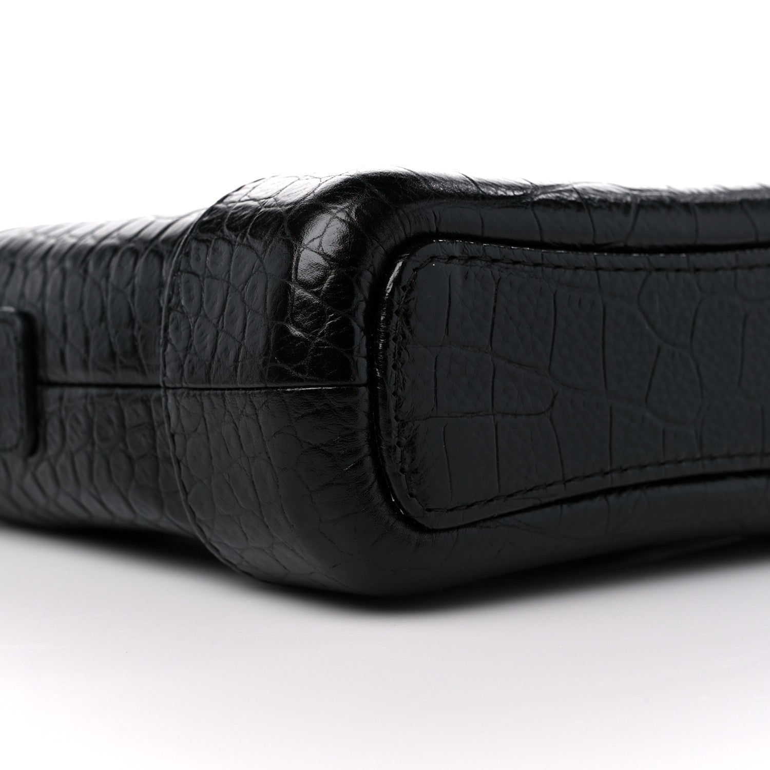 Chanel Calfskin Crocodile Embossed Small Gabrielle Cocodile Hobo Black 8 of 10