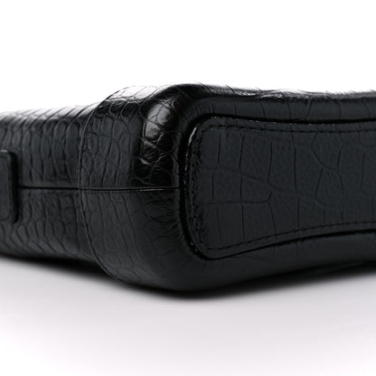 Chanel Calfskin Crocodile Embossed Small Gabrielle Cocodile Hobo Black 8 of 10