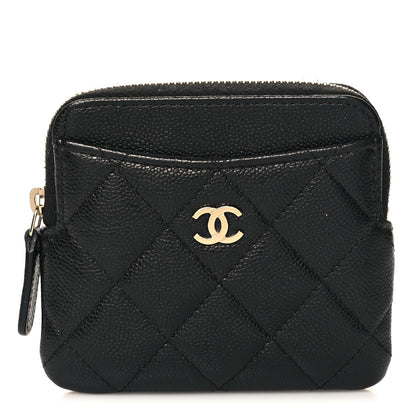 Chanel Caviar Quilted Zip Card Holder Wallet Black 1 of 10