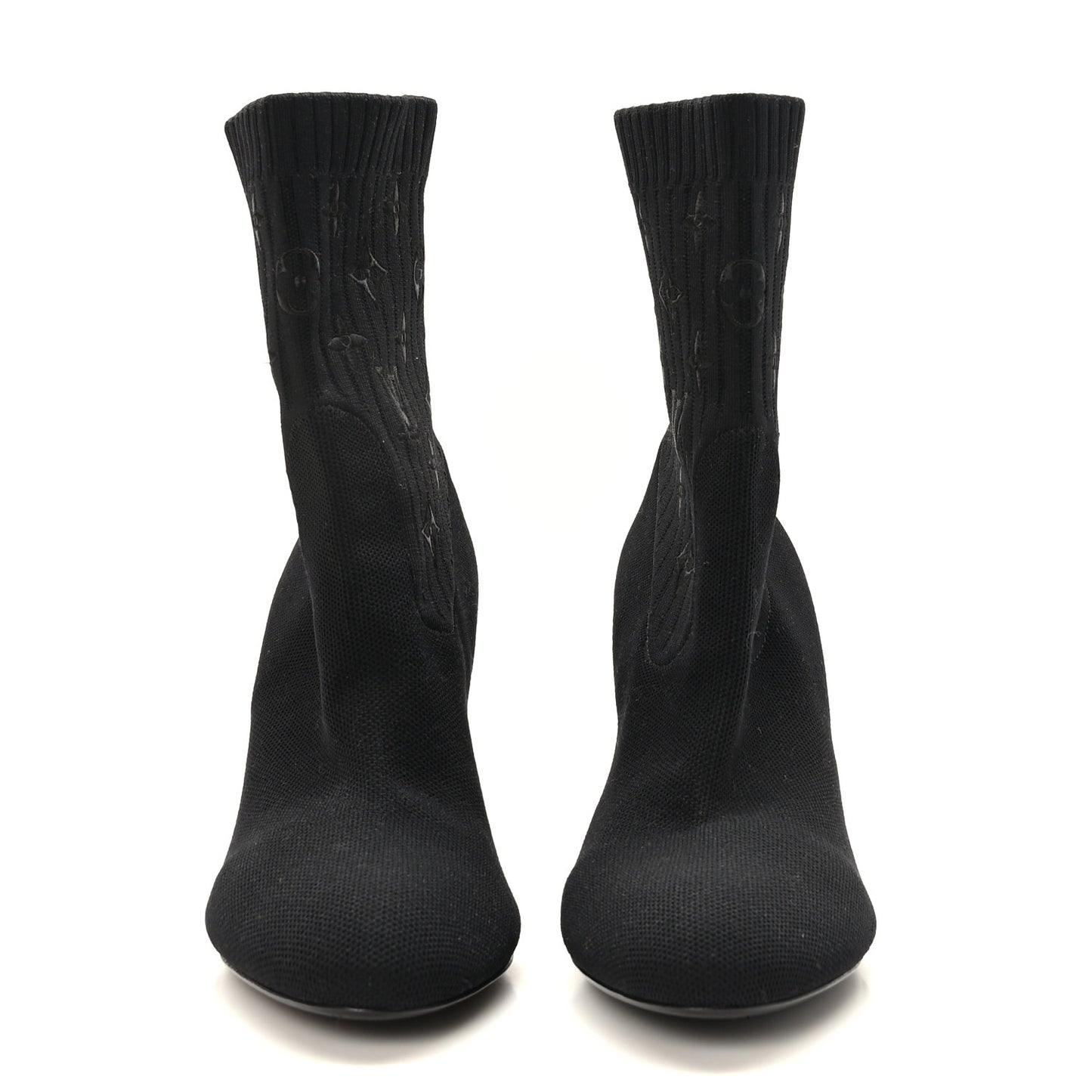 Monogram Stretch Fabric Silhouette Ankle Boots 39 Black