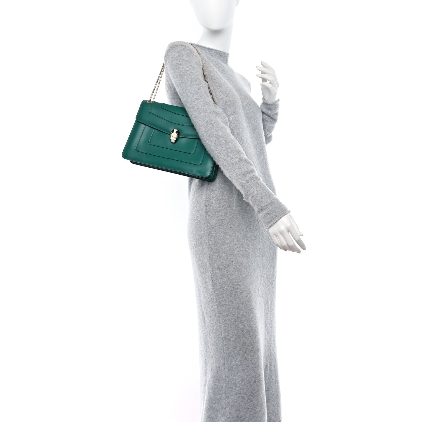 Calfskin Serpenti Forever Shoulder Bag Emerald Green
