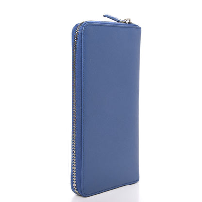 Prada Saffiano Zip Around Portfolio Wallet Azzurro 3 of 7