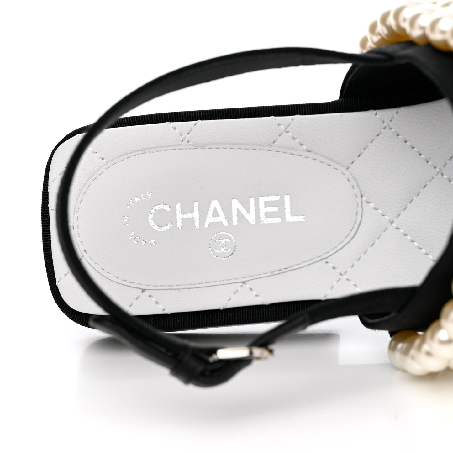 Grosgrain Pearl CC Sandals 37 Black