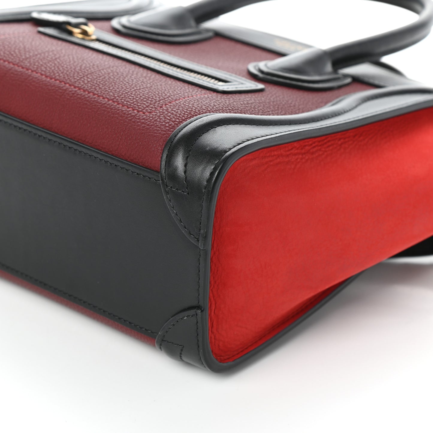 Drummed Calfskin Nubuck Nano Tri-Color Luggage Burgundy