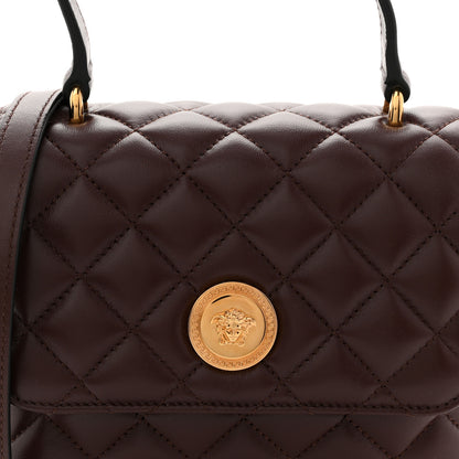 Versace Nappa Quilted Medusa Top Handle Crossbody Flap Dark Brown 7 of 10