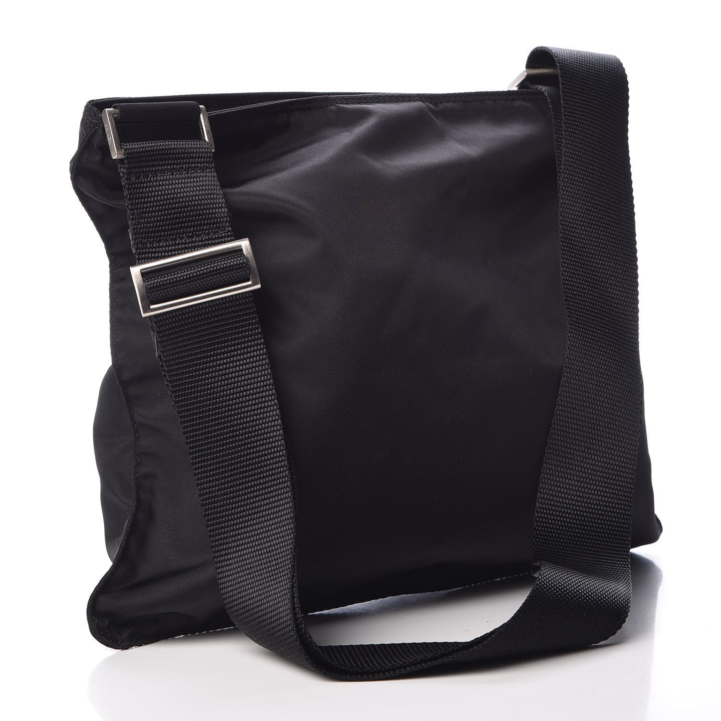 Nylon Flat Messenger Bag Black