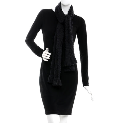 Louis Vuitton Wool Silk Logomania Scarf Charcoal Grey 2 of 4