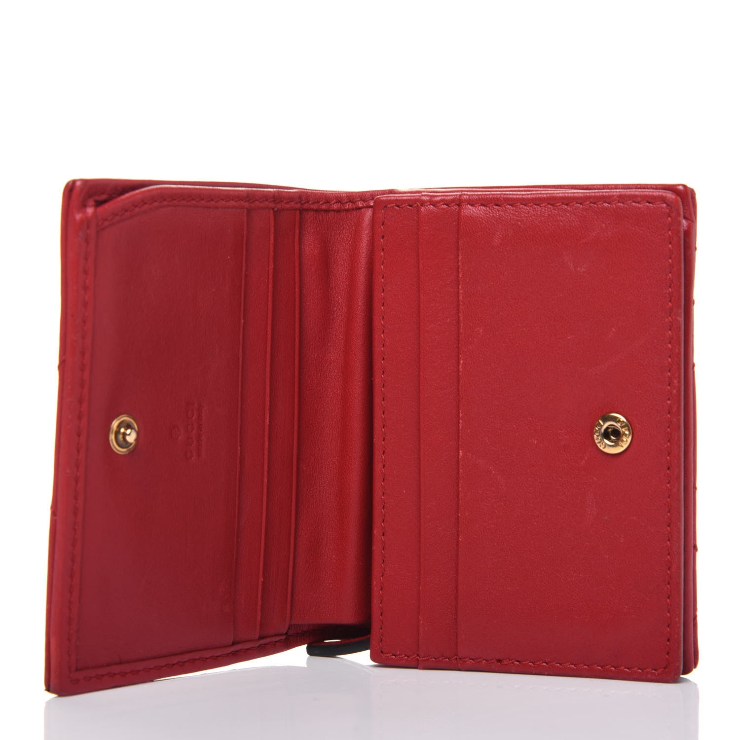 Gucci Calfskin Matelasse GG Marmont Card Case Wallet Hibiscus Red 5 of 19