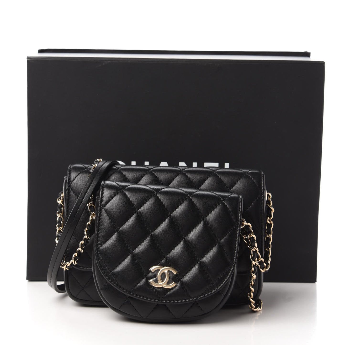 Lambskin Quilted Side Packs Black