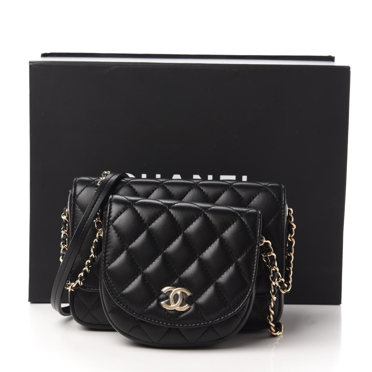 Chanel Lambskin Quilted Side Packs Black 12 of 12