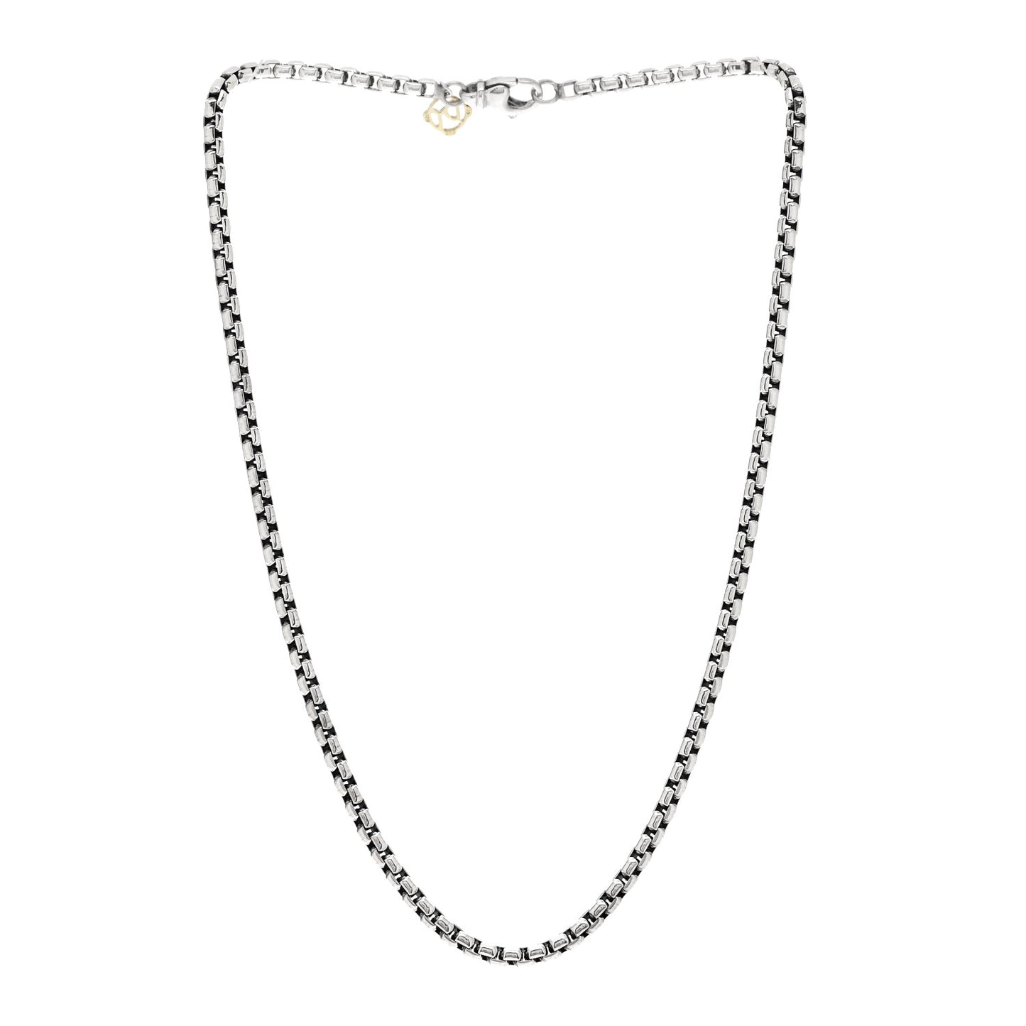 Sterling Silver 14K Yellow Gold 3.6mm Medium Box Chain Necklace 16"