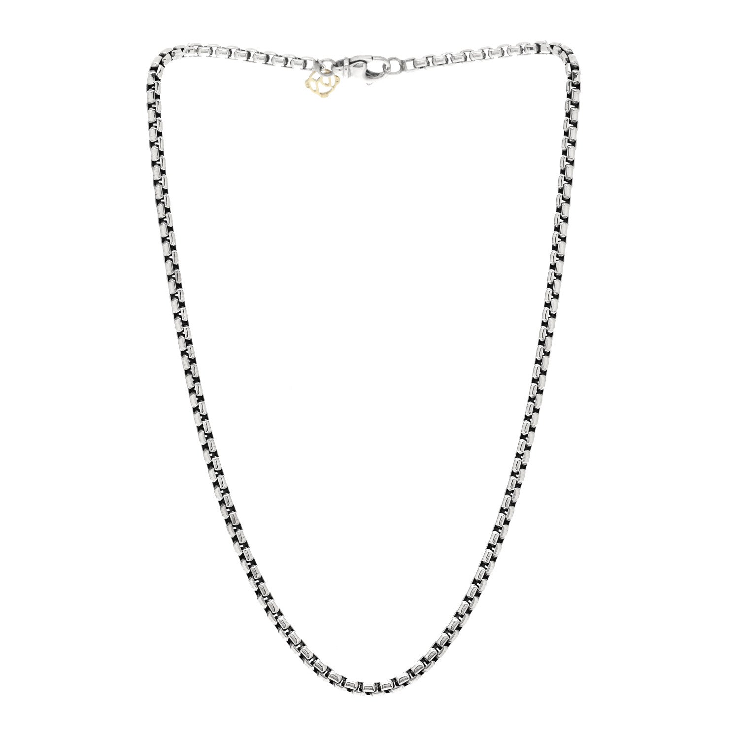 David Yurman Sterling Silver 14K Yellow Gold 3.6mm Medium Box Chain Necklace 16" 3 of 4