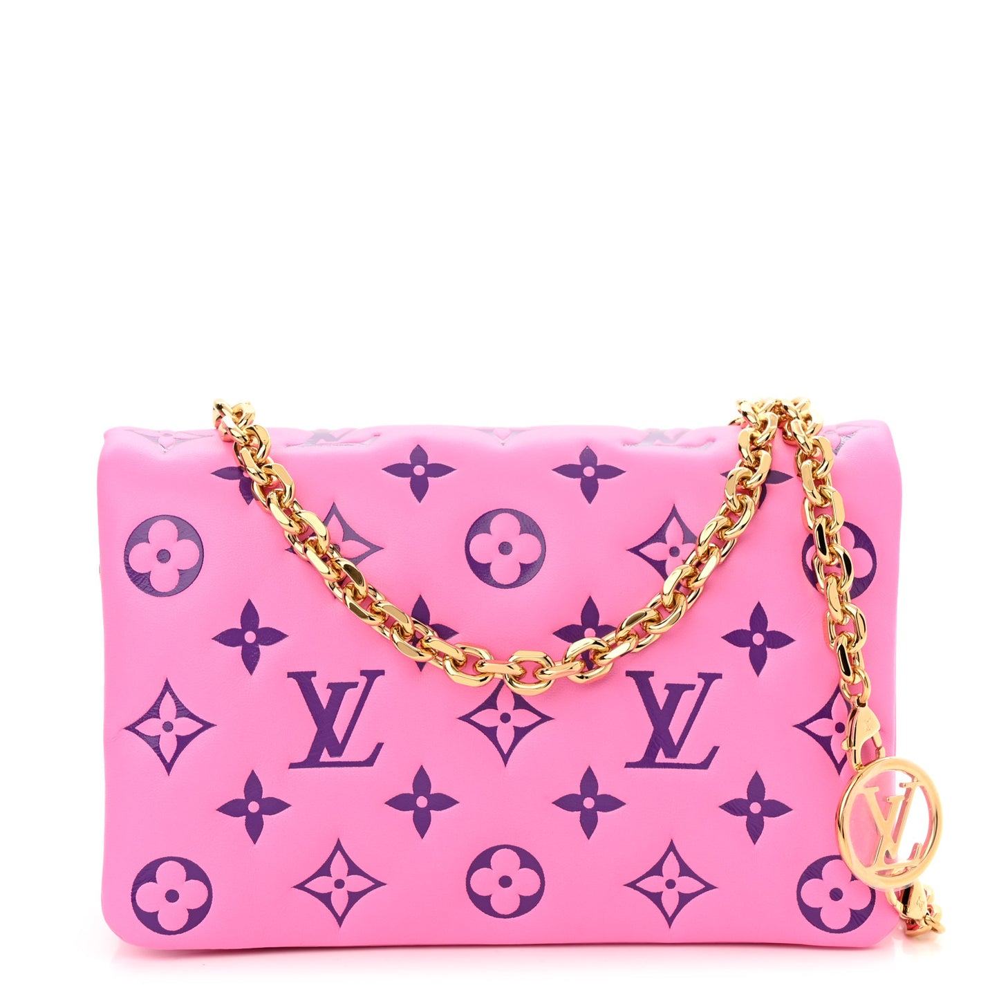Lambskin Embossed Monogram Vuittamins Pochette Coussin Rose Violet