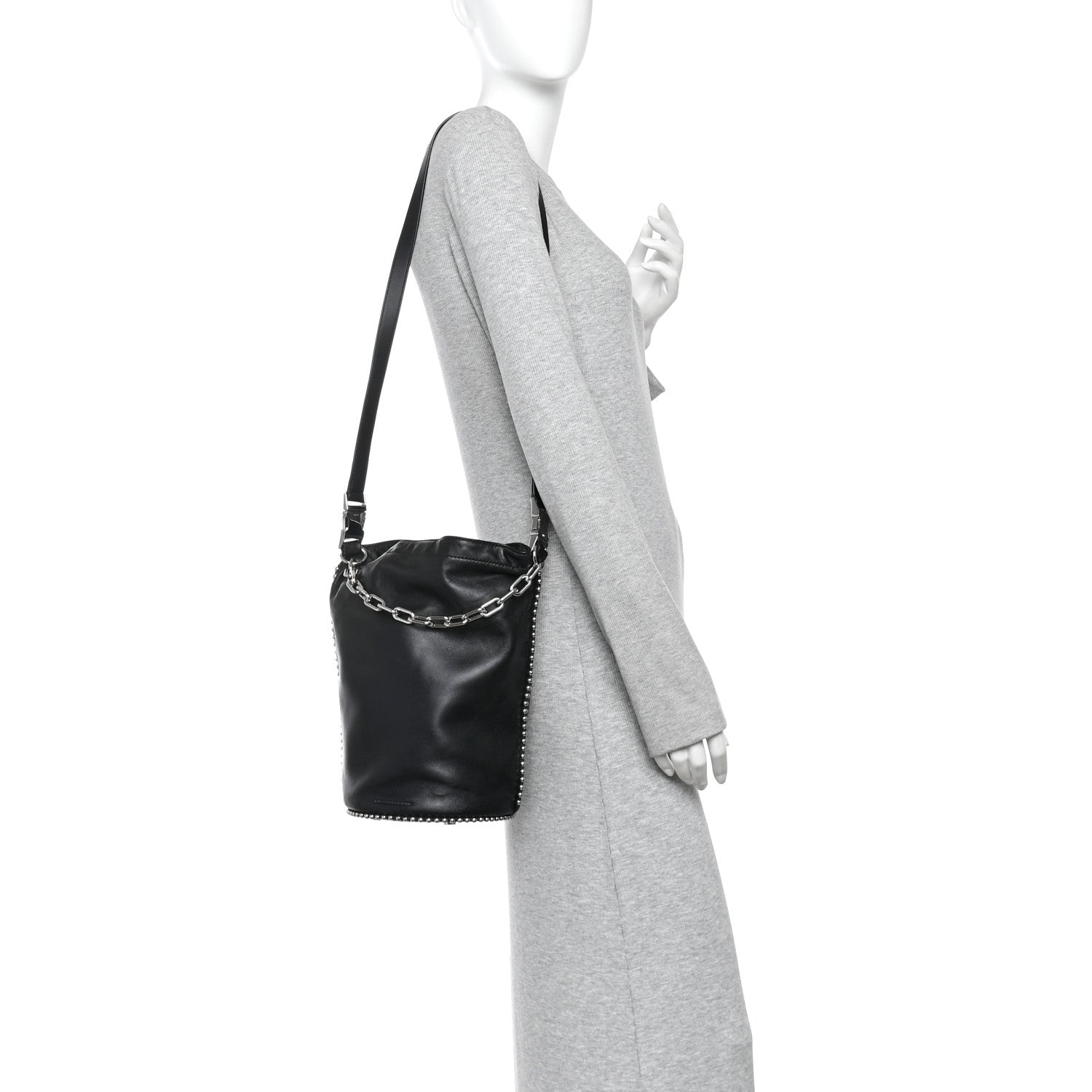 Alexander Wang Lambskin Attica Chain Dry Sack Bucket Bag Black 2 of 9