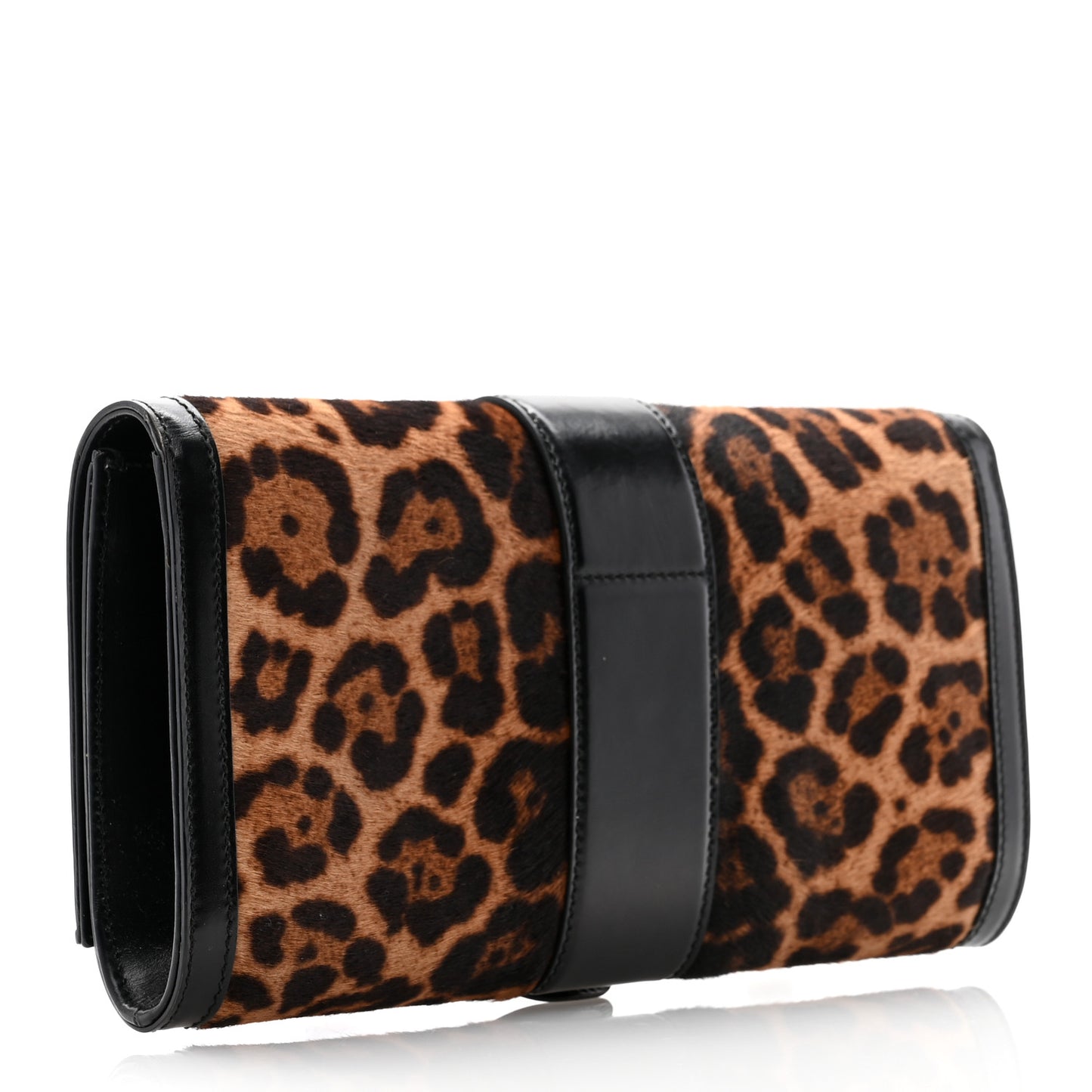 Calf Hair Jaguar Printed Small Lady Buckle Clutch Black