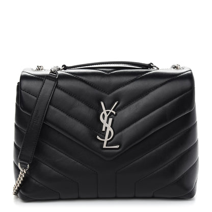 Saint Laurent Calfskin Y Quilted Monogram Small Loulou Chain Satchel Black 1 of 10