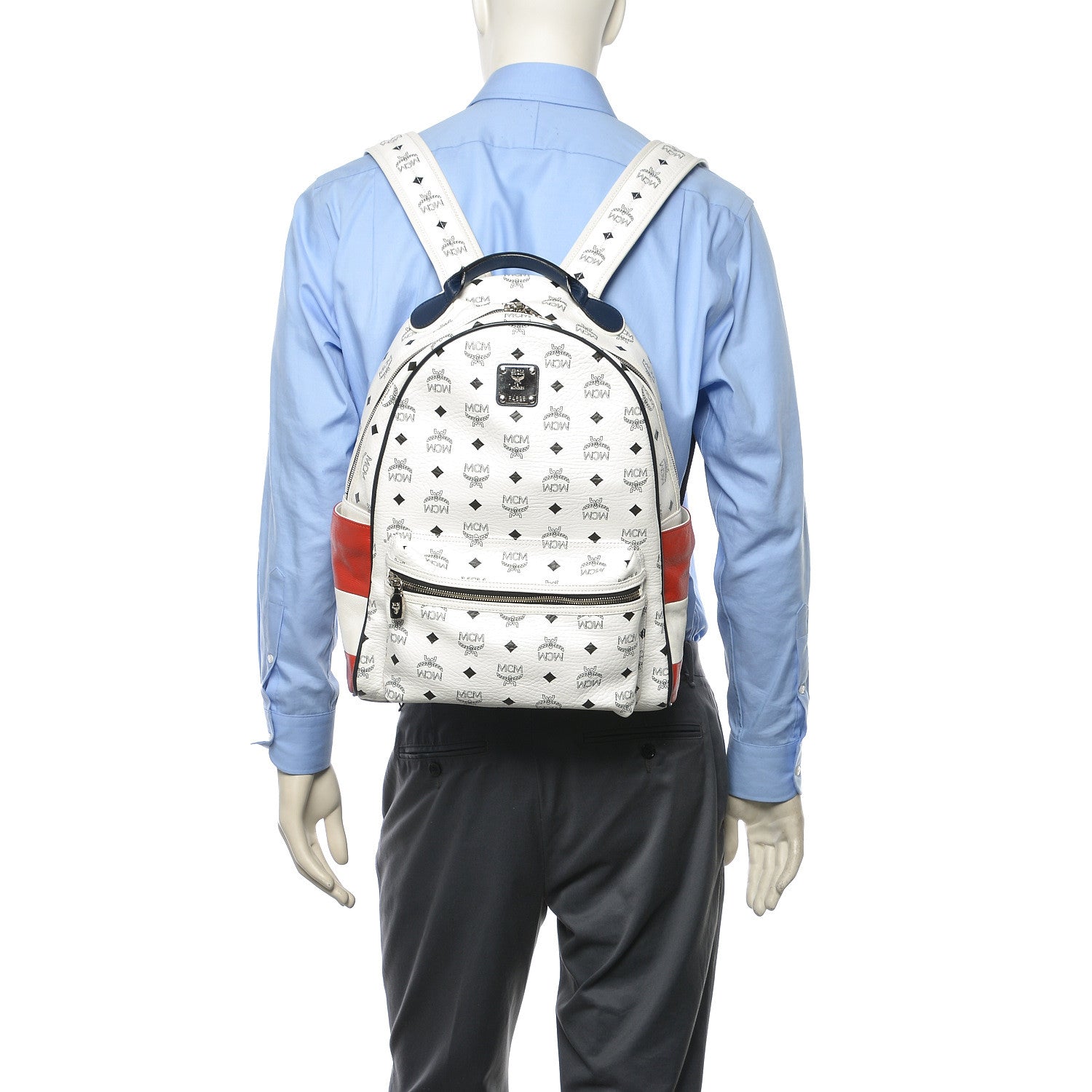 MCM Visetos Medium Stark Backpack White Red 2 of 10