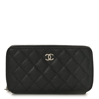 Chanel Iridescent Caviar Quilted Long Zip Around Wallet Black 1 of 11