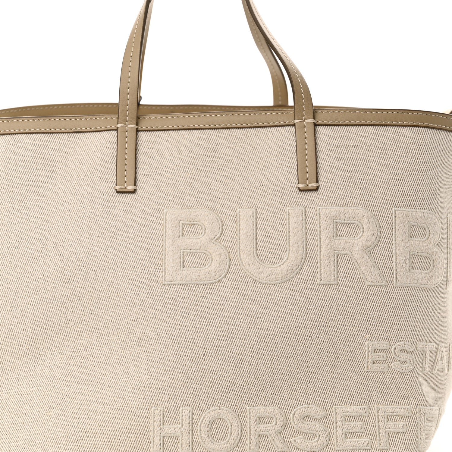 Burberry Cotton Canvas Mini Logo Horseferry Tote Bag Off White 9 of 13
