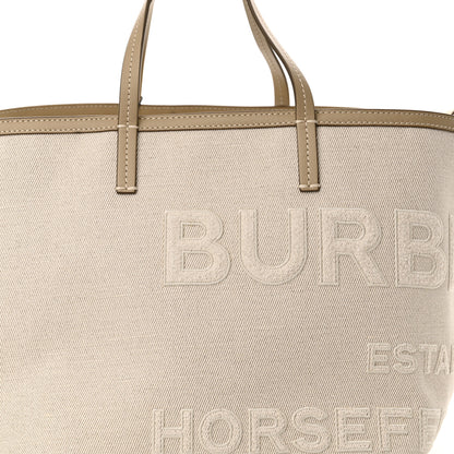 Burberry Cotton Canvas Mini Logo Horseferry Tote Bag Off White 9 of 13