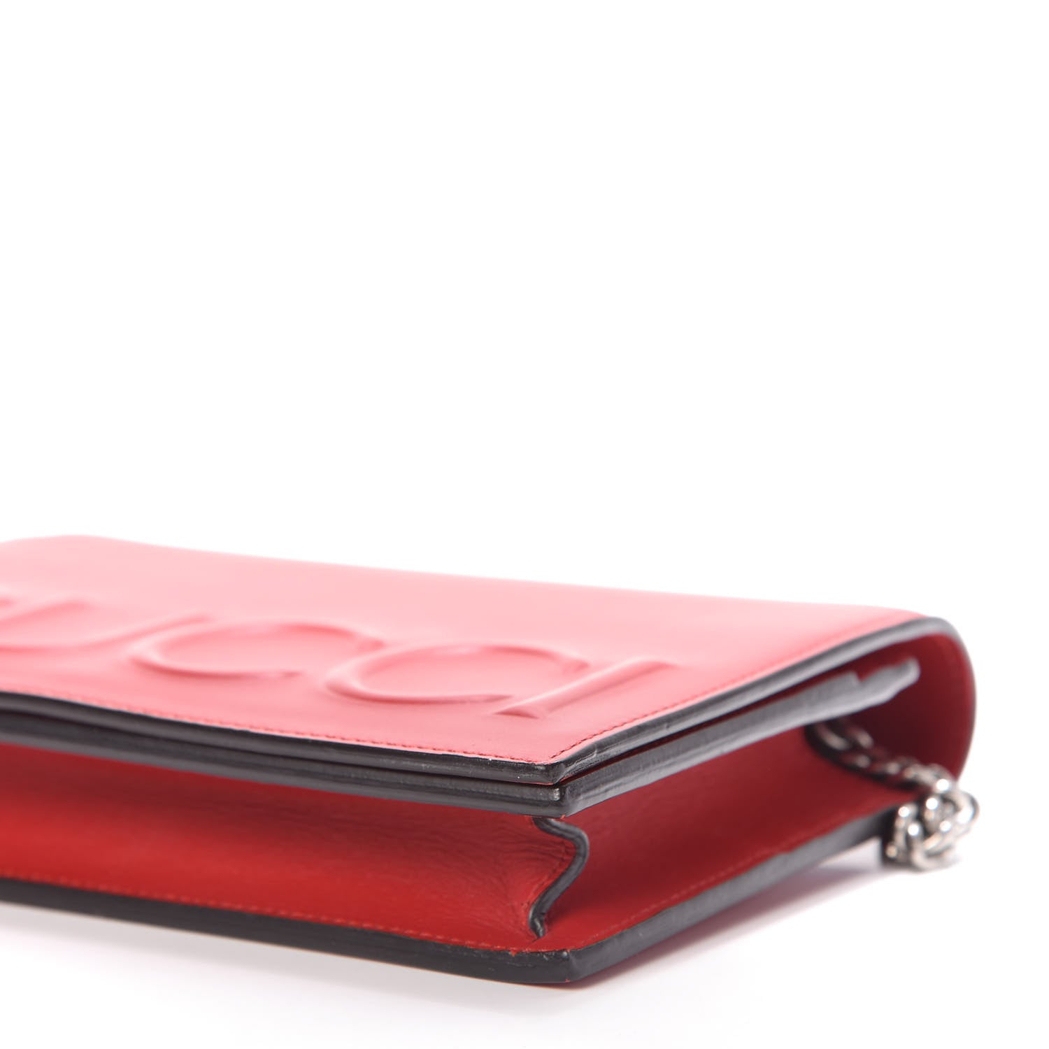 Gucci Calfskin Embossed Chain Wallet Red 7 of 8