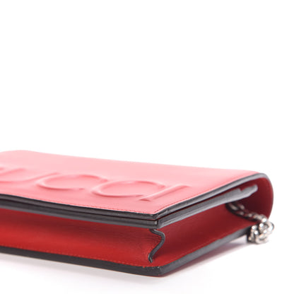 Gucci Calfskin Embossed Chain Wallet Red 7 of 8