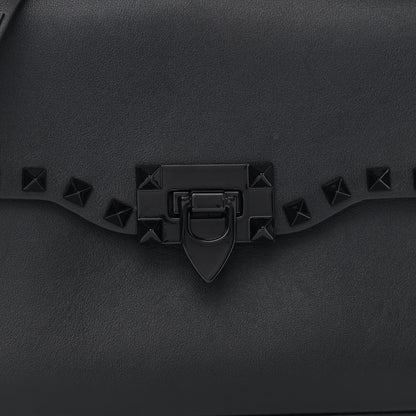 Valentino Garavani Vitello Monochrome Medium Rockstud Flip Lock Crossbody Bag Black 7 of 11