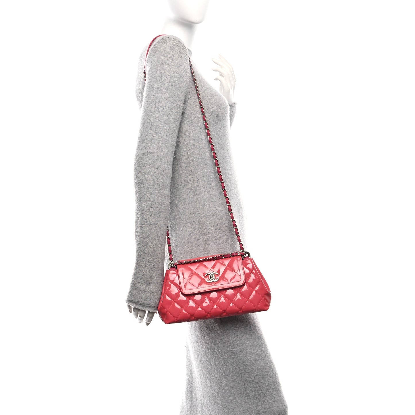 Patent Quilted Medium Coco Shine Accordion Flap Pink