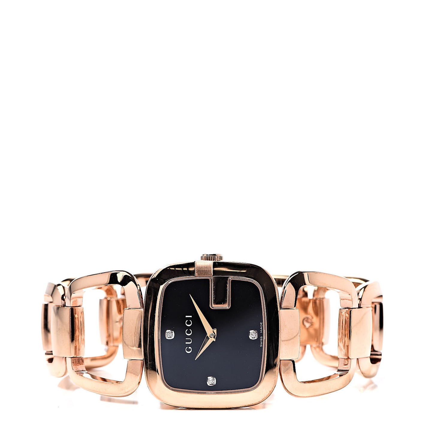 Stainless Steel Diamond 32mm G-Gucci Square Quartz Watch Black