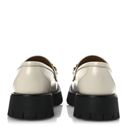 Gucci Cordovan Lux Womens Jeanne Platform Lug Sole 30/45mm Loafers 39 Mystic White 6 of 13