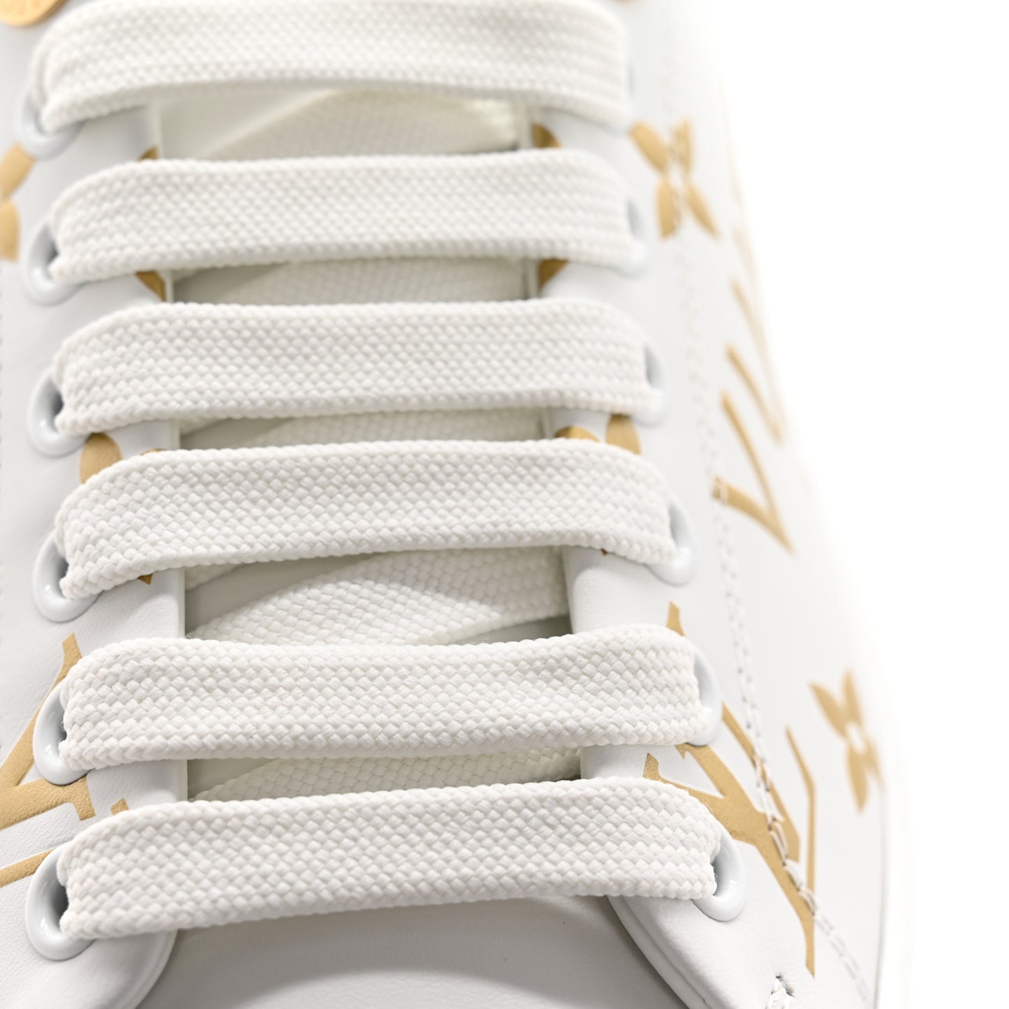 Calfskin Monogram Debossed Logo Time Out Sneakers 37 White Gold