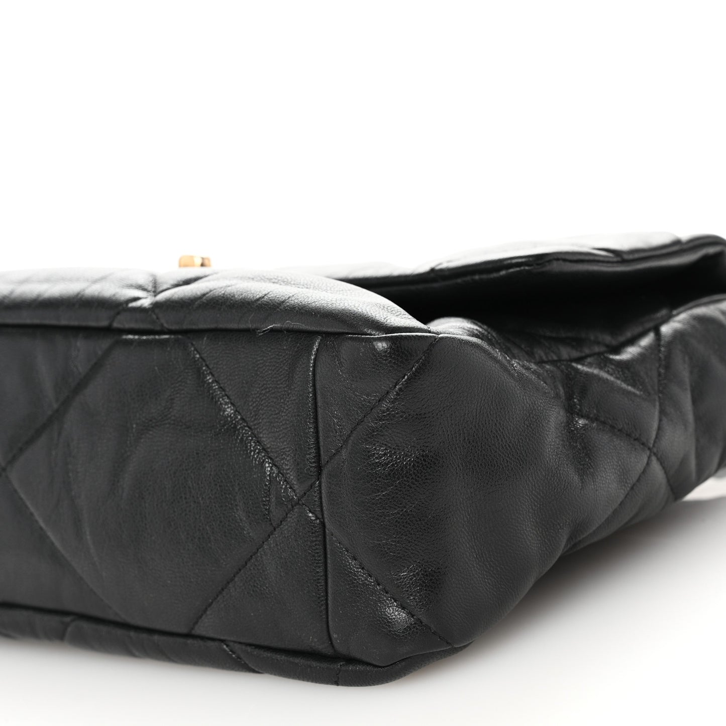 Shiny Goatskin Quilted Large Chanel 19 Flap Black